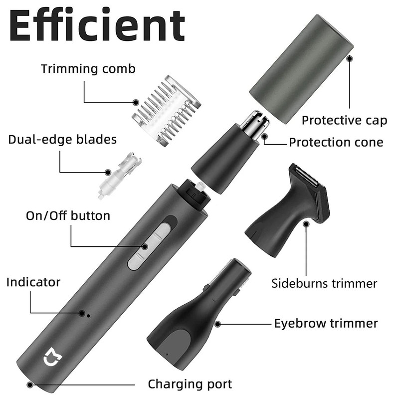 Electric Nose Ear Hair Trimmer For Men Painless Rechargeable Grooming Kit For Sideburns Eyebrows 3