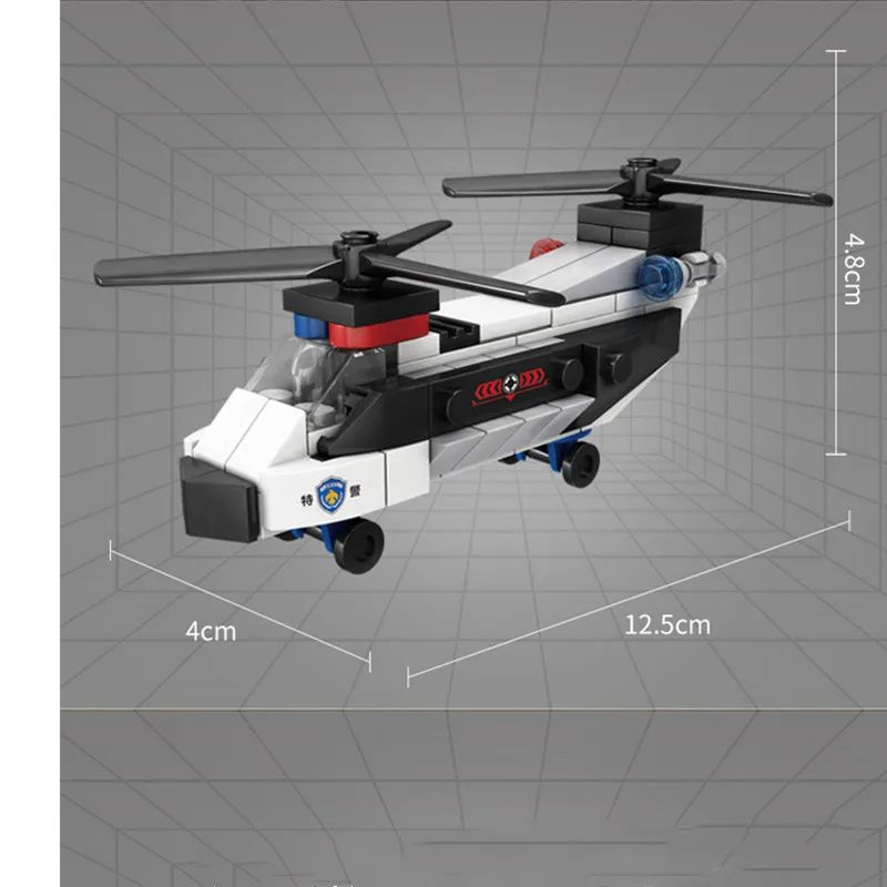 SWAT Super Police DualRotor Helicopter City Plane DIY MOC Building Blocks Set Classic Model Bricks 5