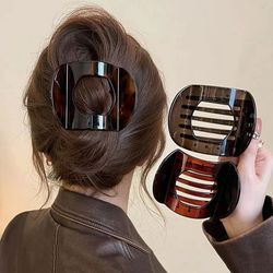 stylish korean acetic acid hair clip for women, spoon spring clip, leopard design top clip, simple headpiece hair