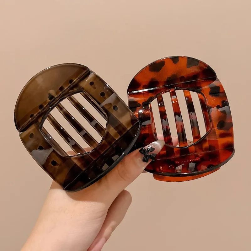 Stylish Korean Acetic Acid Hair Clip For Women Spoon Spring Clip Leopard Design Top Clip Simple Hea 5