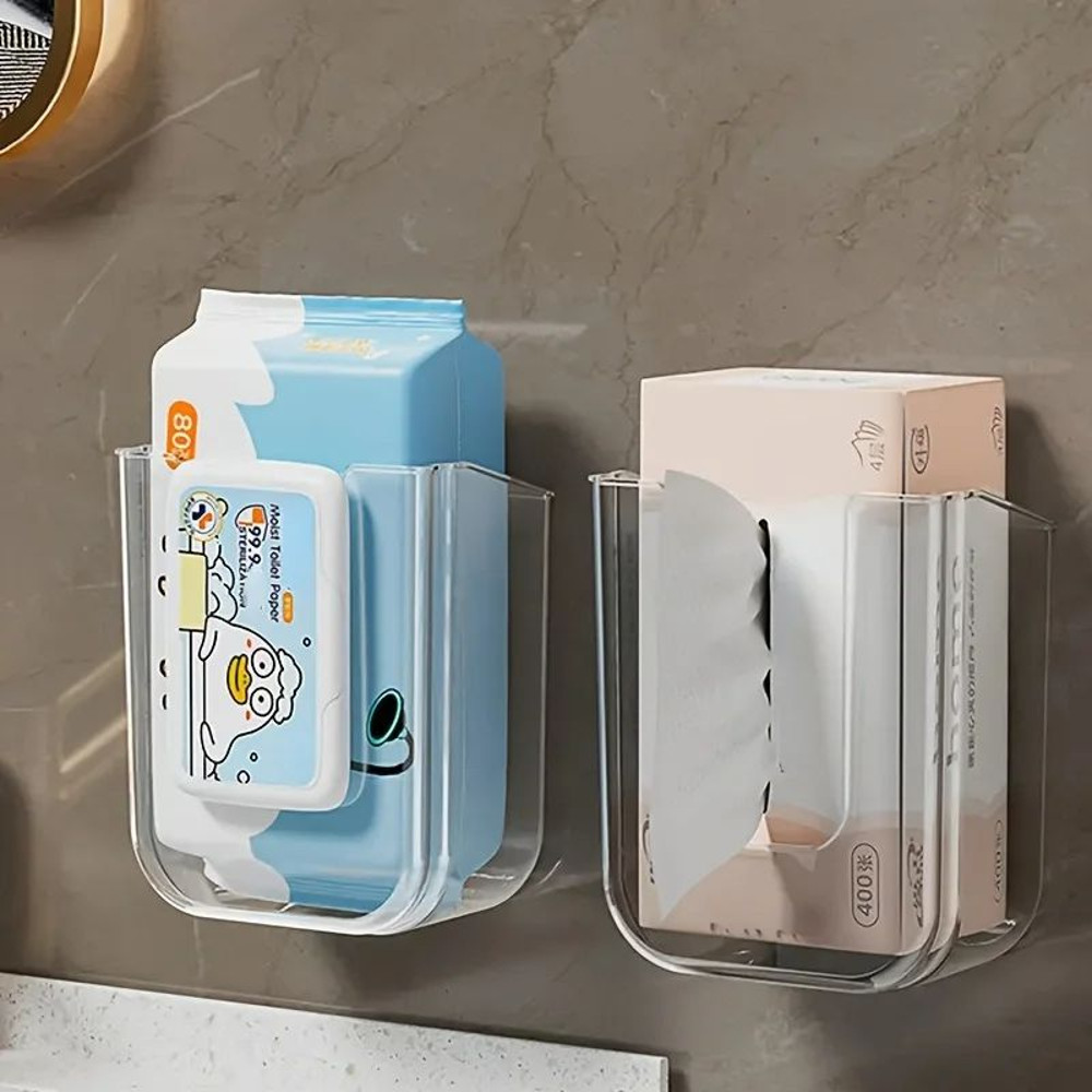 WallMounted Wet Tissue Storage Box NonPerforated Bathroom Organizer With Large Opening  High Load C 4