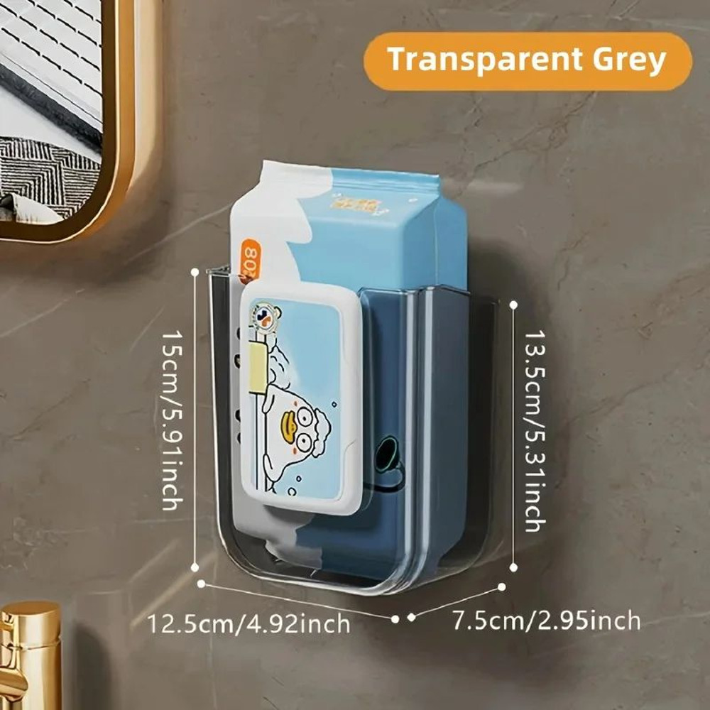 WallMounted Wet Tissue Storage Box NonPerforated Bathroom Organizer With Large Opening  High Load C 5