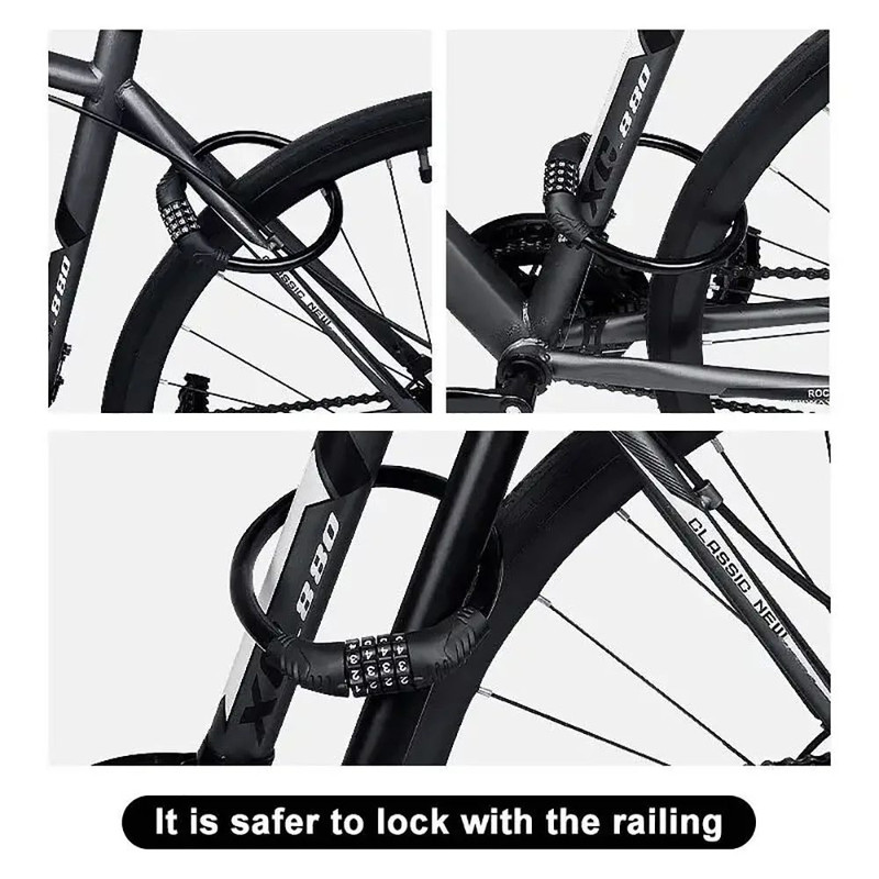 Stainless Steel Digital Code Bicycle Lock AntiTheft Cable Lock With Digit Combination Padlock For S