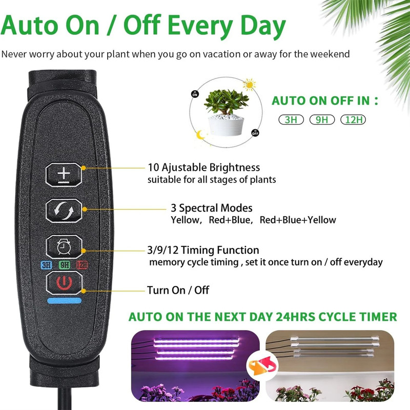 Indoor LED Grow Light USB DC5V Timer Phyto Lamp Full Spectrum Dimmable LED Light For Plants  Hydrop 1