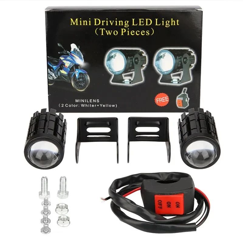 Dual Color Motorcycle Mini Driving Light Headlight Auxiliary Fog Lamp For Scooter ATV Moto Spotligh 0