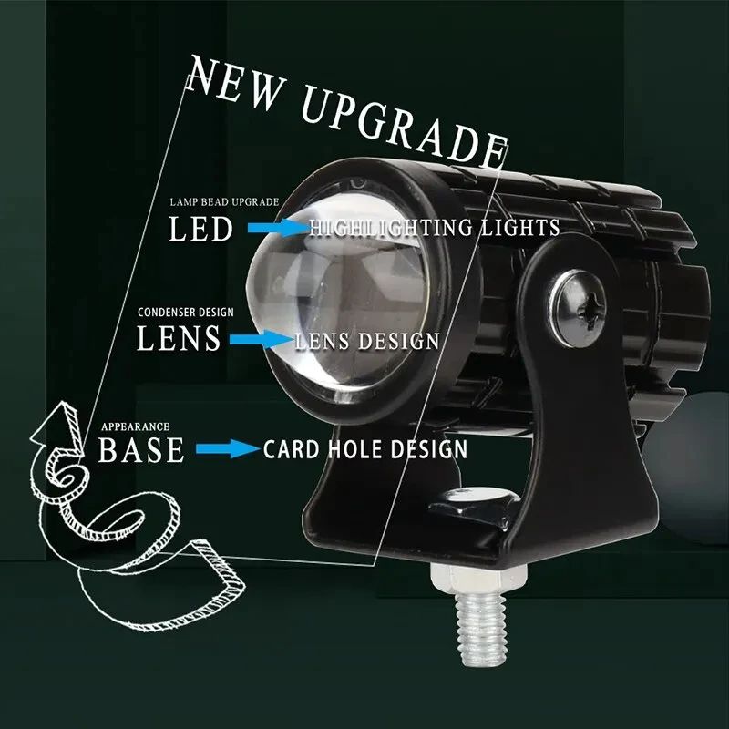 Dual Color Motorcycle Mini Driving Light Headlight Auxiliary Fog Lamp For Scooter ATV Moto Spotligh 4