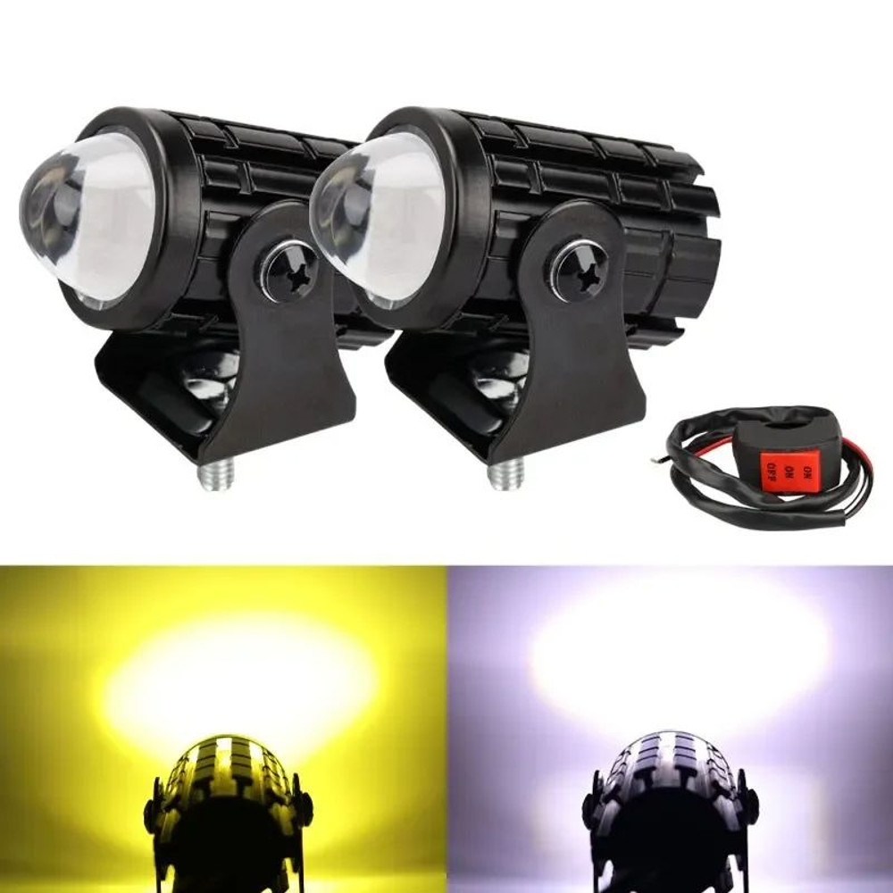 Dual Color Motorcycle Mini Driving Light Headlight Auxiliary Fog Lamp For Scooter ATV Moto Spotligh 1