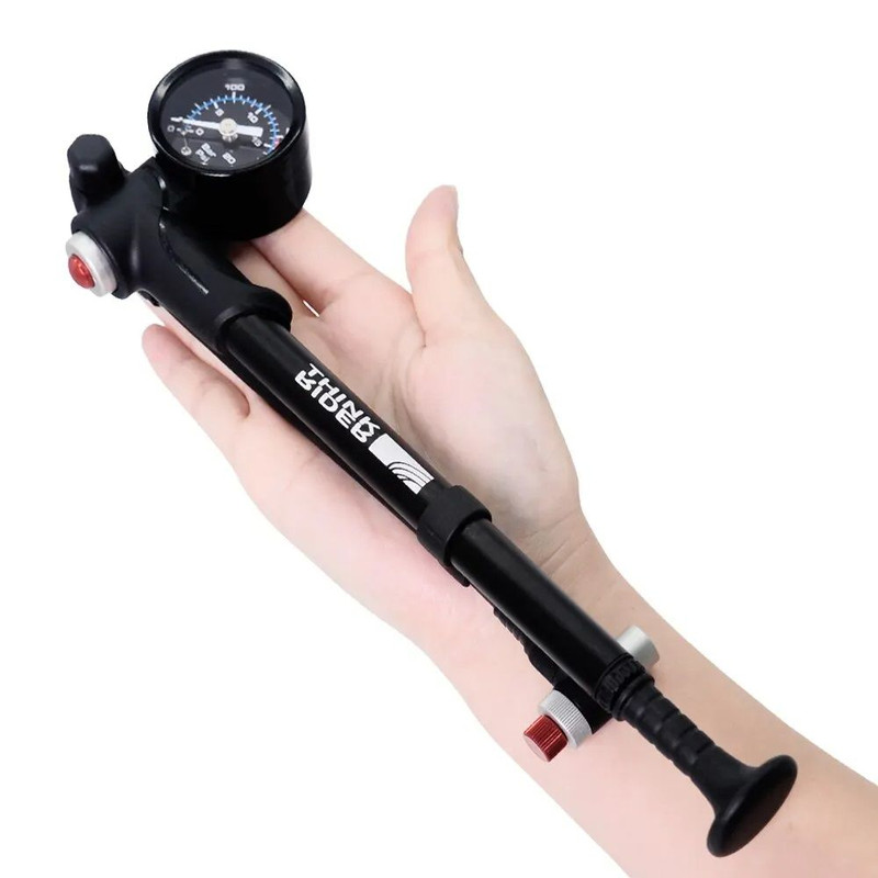 ThinkRider Highpressure Portable Bike Air Pump With Gauge Mountain Bicycle Suspension Fork Shock A 0