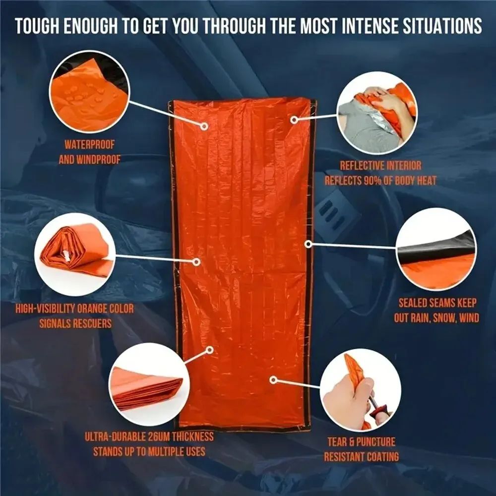 Lightweight Emergency Sleeping Bag Ultra Waterproof Mylar Thermal Blankets For Survival Hiking Camp 3