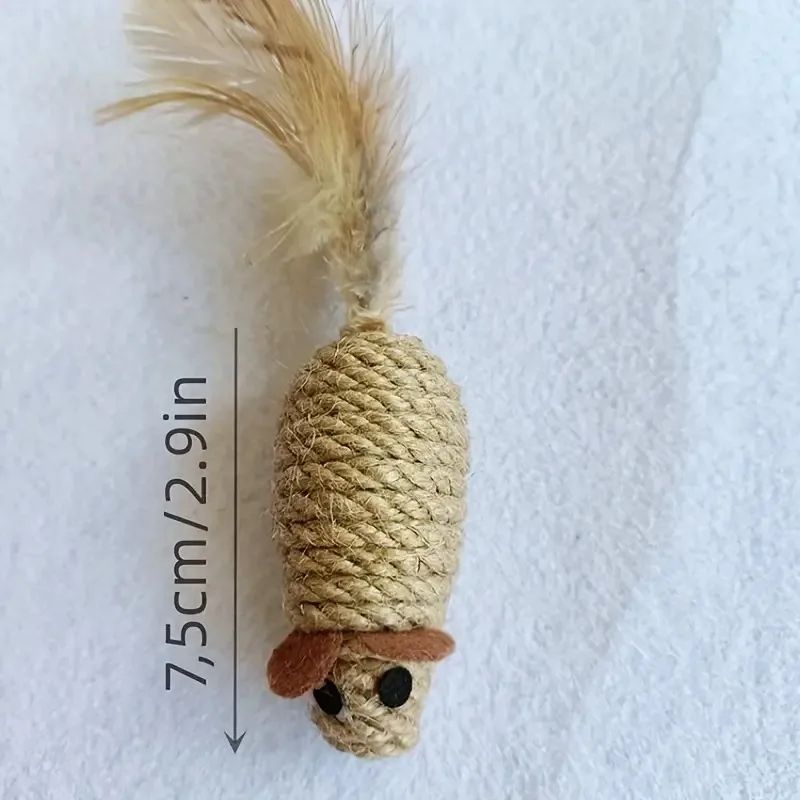 Sisal False Mouse Cat Toy  BiteResistant Stuffed Toy Interactive Simulation Mice For Kittens SelfPl 6