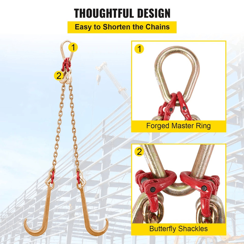 Heavy Duty Tow Chain J Hook VType Grab Hook Wrecker Truck Tie Towing Recovery Safety Chain 4