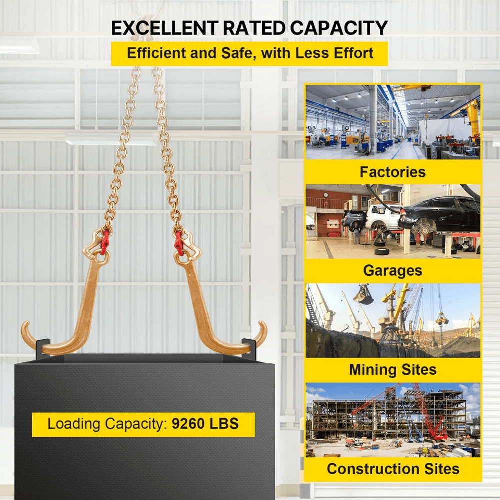 Heavy Duty Tow Chain J Hook VType Grab Hook Wrecker Truck Tie Towing Recovery Safety Chain 5