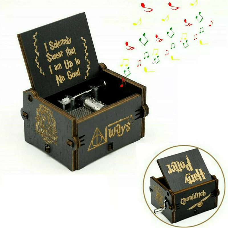 Harry Potter Wooden Music Box HandCranked Classic Handmade Toys Collectible Gift For Kids Fans Vin 0