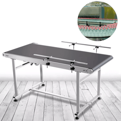 motorized conveyor w/ guardrails, pvc belt conveyor for warehouses, assembly lines, packaging, and factory automation