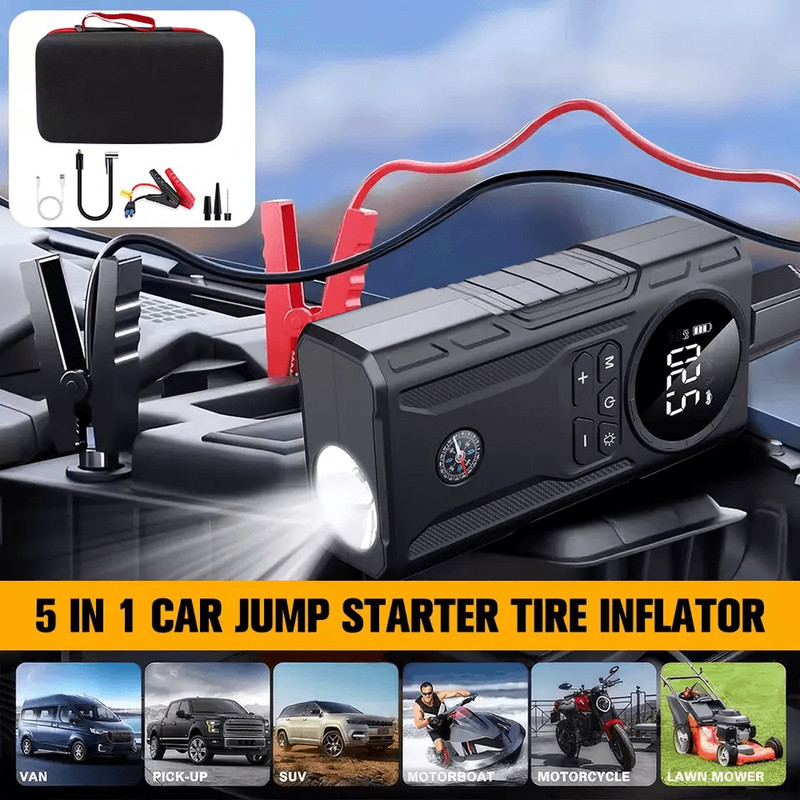 MultiFunction Car Jump Starter Booster Jumper Box Power Bank Battery Charger Air Pump For Vehicle