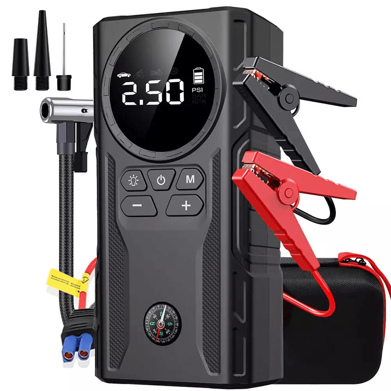MultiFunction Car Jump Starter Booster Jumper Box Power Bank Battery Charger Air Pump For Vehicle