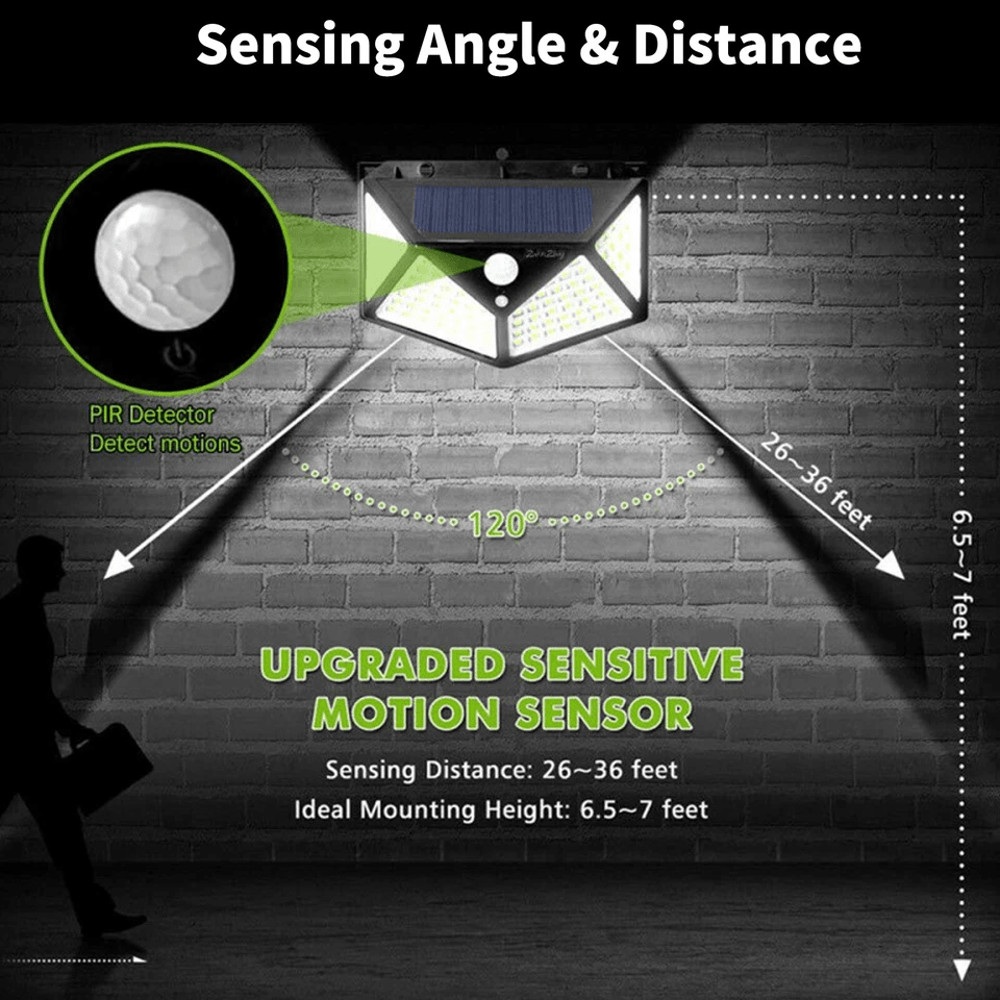 Solar Power LED Light PIR Motion Sensor Outdoor Security Lamp For Wall Garden Patio Pathway 4