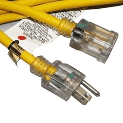 heavy duty gauge extension cord yellow ul listed, indoor outdoor lighted power cable for construction, garage, appliance
