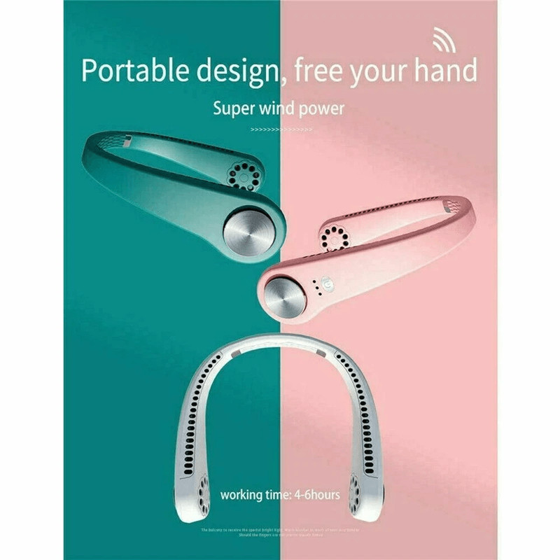 USB Portable Hanging Neck Fan Cooling Air Cooler Mini Electric Air Conditioner For Personal Wearabl 2