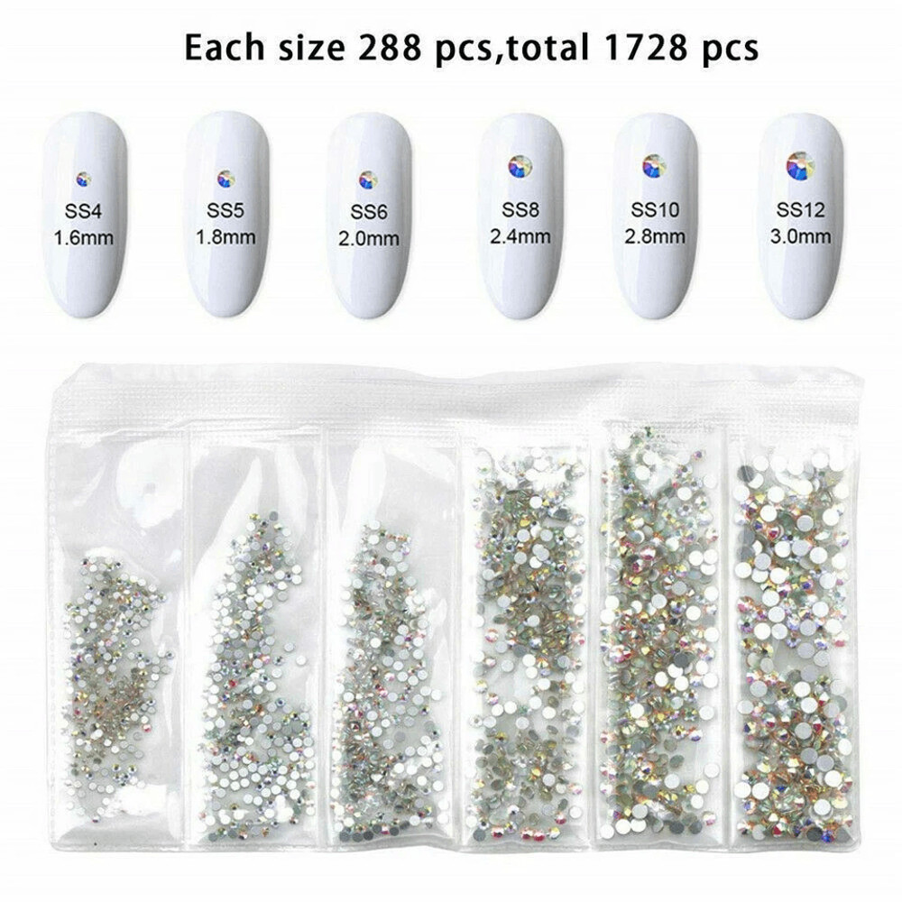 Mix Gems Rhinestones For Nail Art Craft Kit With Picking Up Pen Stainless Steel Tweezer Crystal St