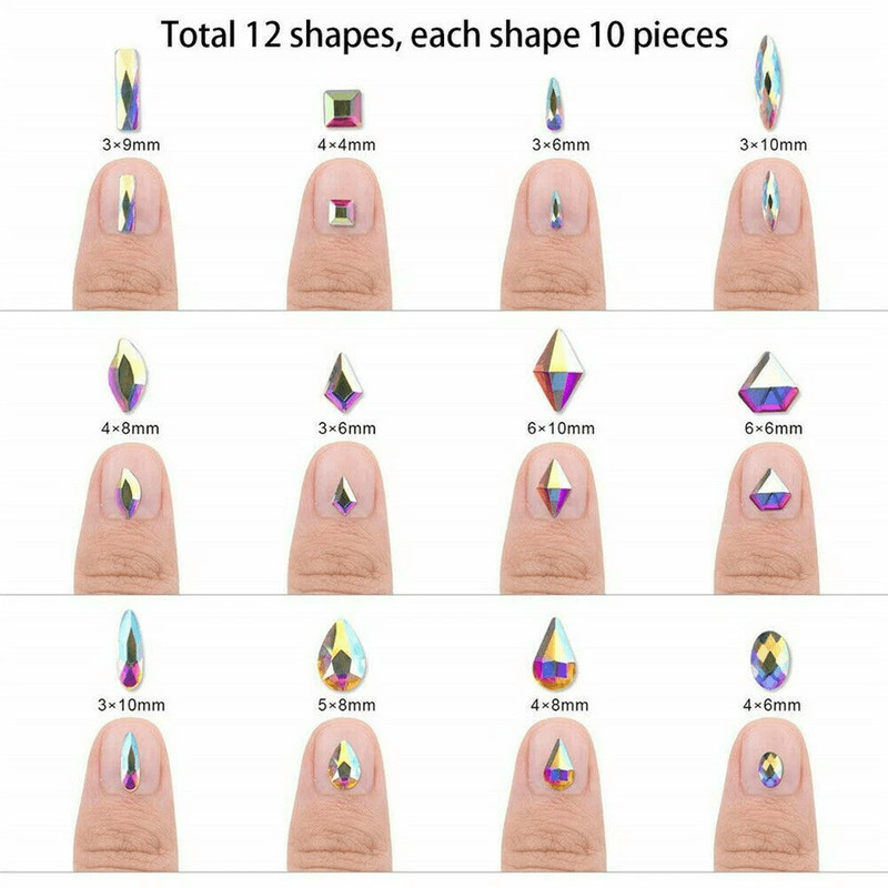 Mix Gems Rhinestones For Nail Art Craft Kit With Picking Up Pen Stainless Steel Tweezer Crystal St