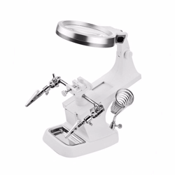 premium third hand soldering iron stand holder with magnifier, adjustable helping station tool for precision electronic