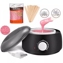 professional wax warmer heater for hair removal, complete home depilatory waxing kit with reusable beans, salon quality