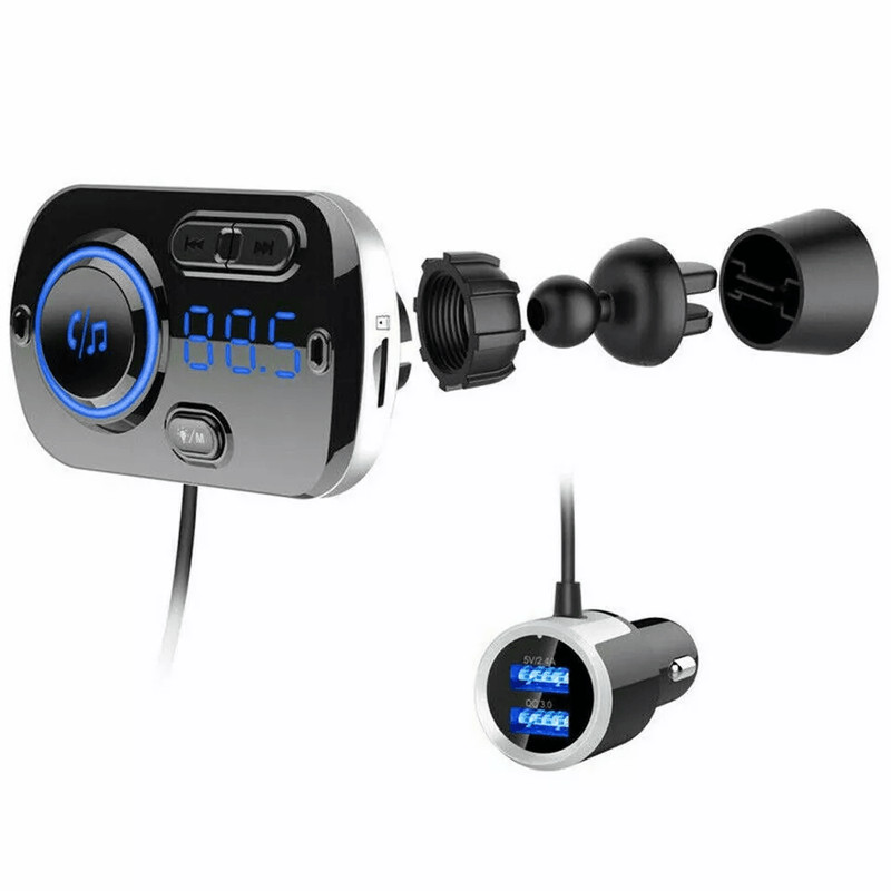 Handsfree Bluetooth FM Transmitter Wireless Radio Adapter Car Kit MP3 Player USB Charger With Clear