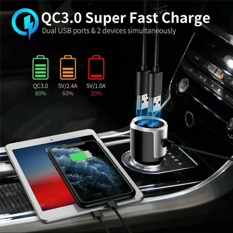 Handsfree Bluetooth FM Transmitter Wireless Radio Adapter Car Kit MP3 Player USB Charger With Clear