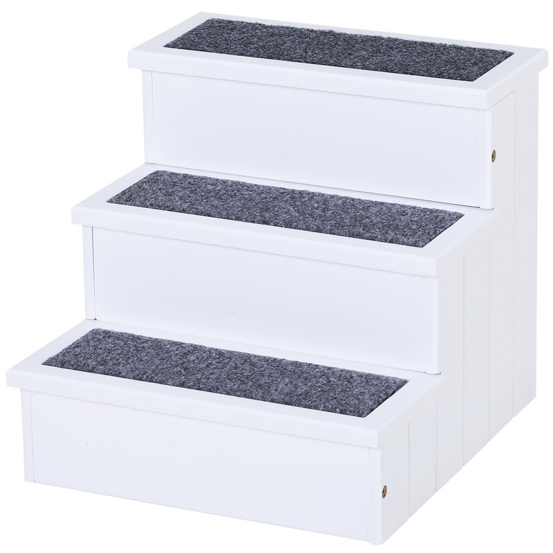 3Step Wood Pet Stairs With NonSlip Carpet Safe Ramp For Cats Small Dogs 1