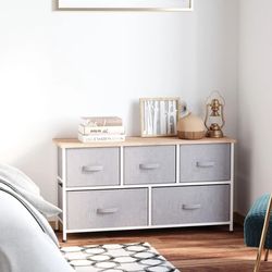 40" storage cube dresser unit with 5 fabric drawer bins – sleek shelf organizer for home & office