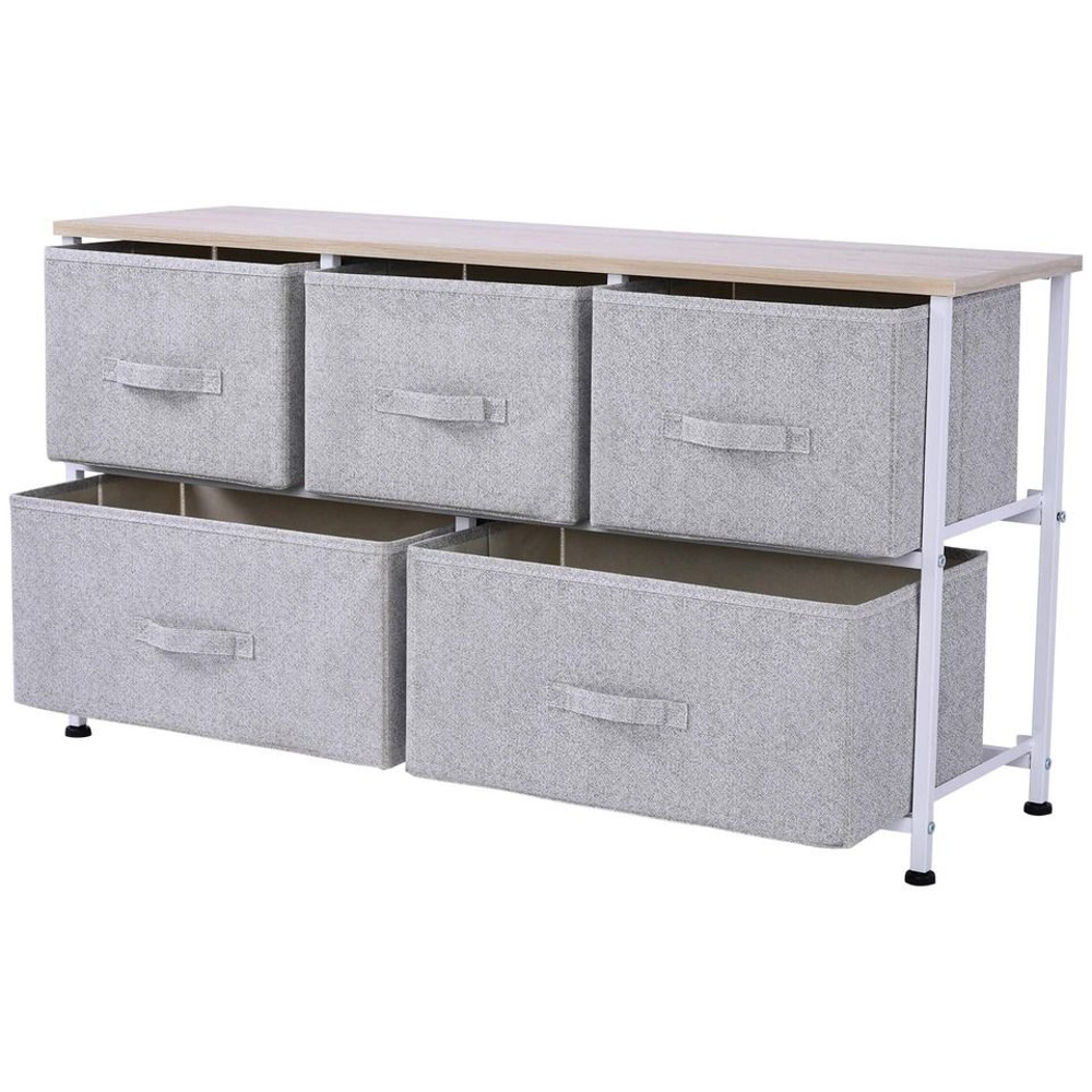 40 Storage Cube Dresser Unit With 5 Fabric Drawer Bins Sleek Shelf Organizer For Home Office 1