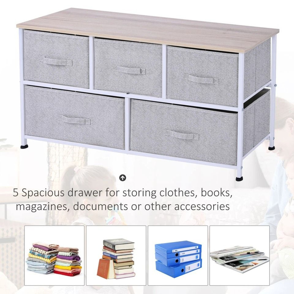 40 Storage Cube Dresser Unit With 5 Fabric Drawer Bins Sleek Shelf Organizer For Home Office 3