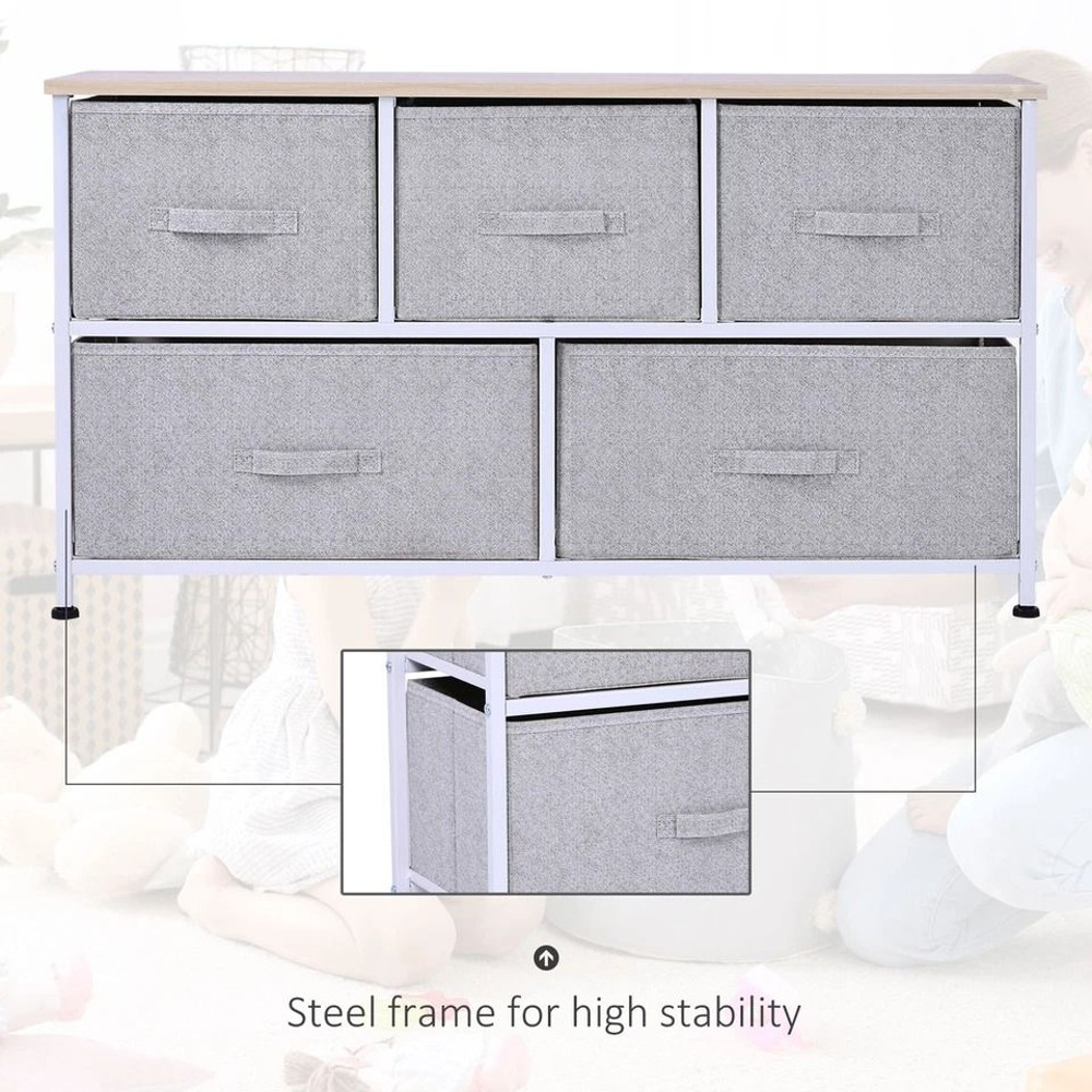 40 Storage Cube Dresser Unit With 5 Fabric Drawer Bins Sleek Shelf Organizer For Home Office 8