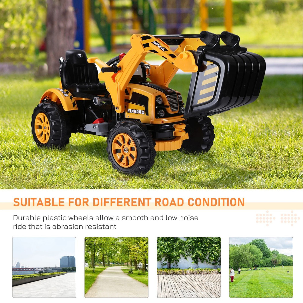 6V BatteryPowered Kids RideOn Car Electric Excavator Digger Toy For Outdoor Play With Movable Scoo 3