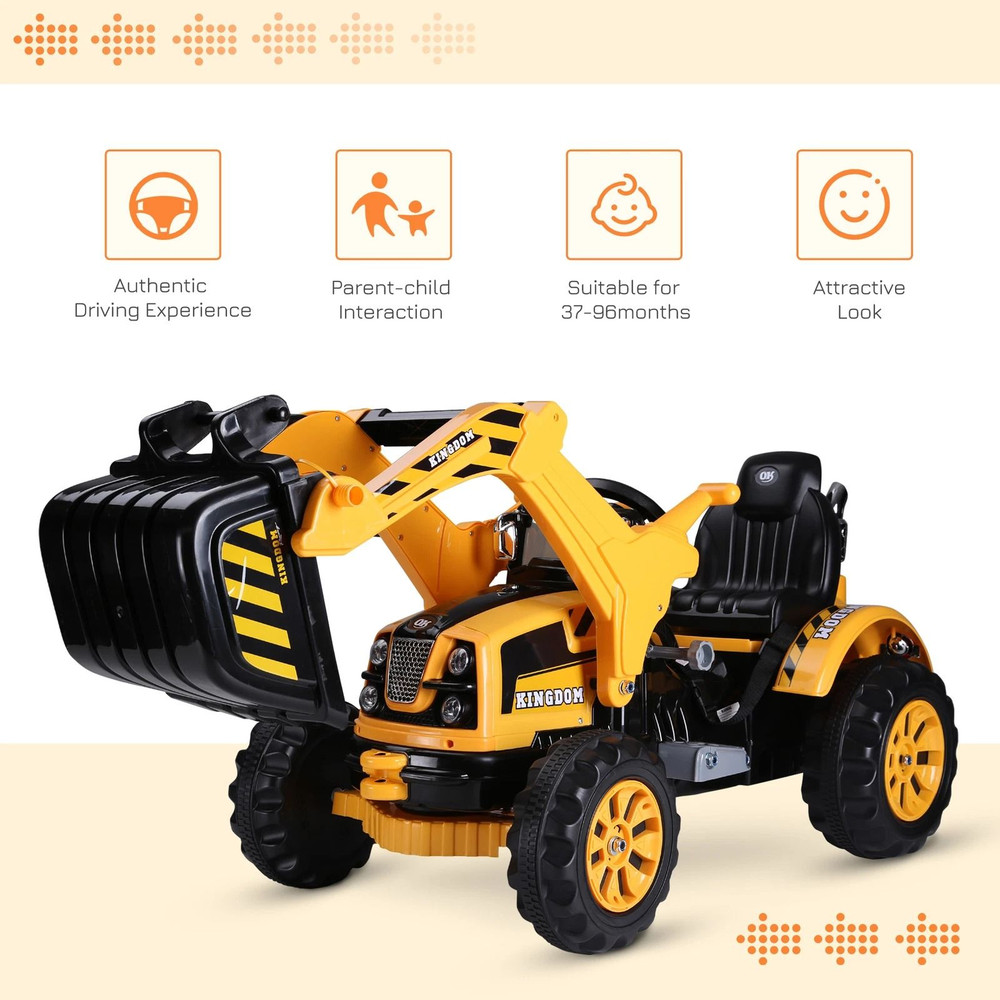 6V BatteryPowered Kids RideOn Car Electric Excavator Digger Toy For Outdoor Play With Movable Scoo 6