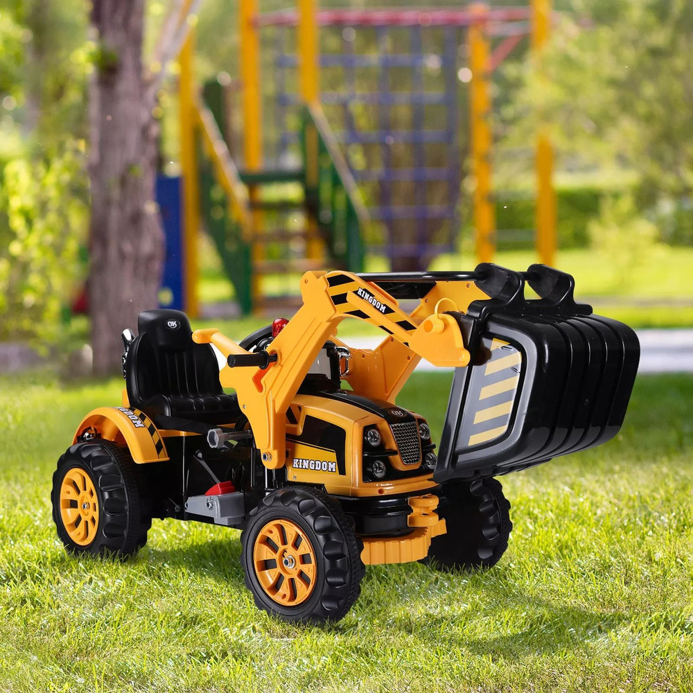 6V BatteryPowered Kids RideOn Car Electric Excavator Digger Toy For Outdoor Play With Movable Scoo 1