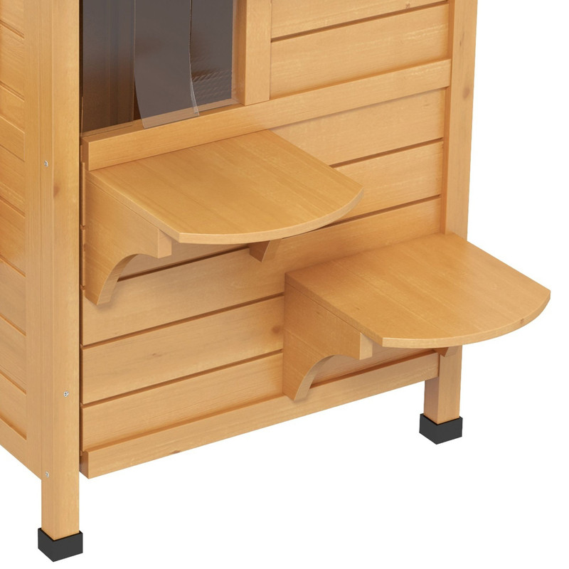 PawHut 2Story Wooden Cat House Waterproof Outdoor Cat Shelter With Openable Roof Balcony TwoTier D 12