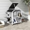 PawHut 2Story Wooden Cat House Waterproof Outdoor Cat Shelter With Openable Roof Balcony TwoTier D 6
