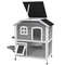 PawHut 2Story Wooden Cat House Waterproof Outdoor Cat Shelter With Openable Roof Balcony TwoTier D 1