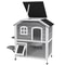 PawHut 2Story Wooden Cat House Waterproof Outdoor Cat Shelter With Openable Roof Balcony TwoTier D 1