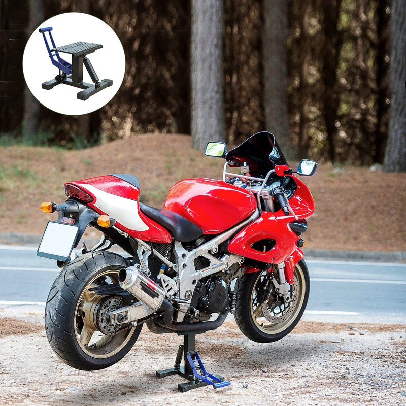 HOMCOM Motorcycle Lift Stand HeavyDuty Adjustable Steel Repair Rack For Motocross Dirt Bikes 330 1