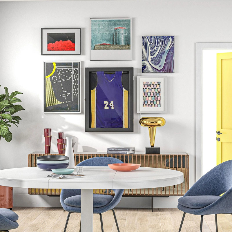 Athletic Jersey Shadow Frame Lockable Display Case With UV Protection Brass Hook Hanger For Sports 8