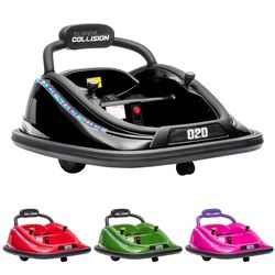 aosom 12v kids bumper car – 360° spinning ride-on toy with parent remote control & safety belt