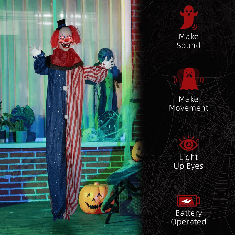 Sound Activated Hanging Clown Halloween Animatronic For Haunted Party Decoration 2