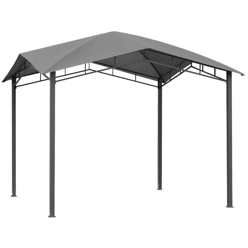 Soft Top Patio Outdoor Canopy Gazebo Tent Steel Frame Grey Fabric Cover For Backyard BBQ Grill Pro 1