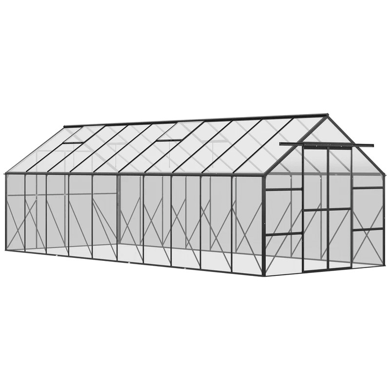 Polycarbonate Walk In Greenhouse Kit W Sliding Door Outsunny Clear Garden Structure UV Protected Pa 1