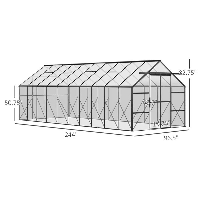 Polycarbonate Walk In Greenhouse Kit W Sliding Door Outsunny Clear Garden Structure UV Protected Pa 2