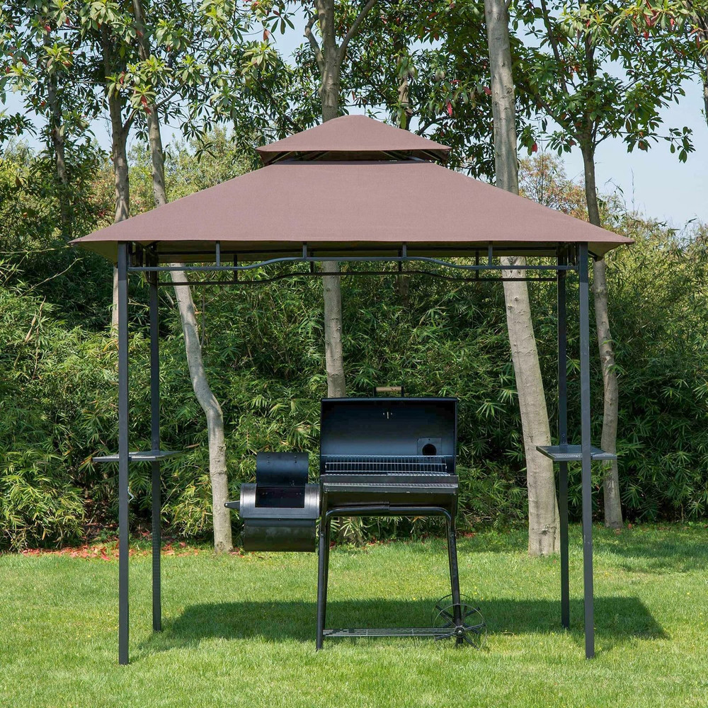 8Foot Backyard BBQ Grill Canopy Cover TwoLayered Smoke Vent Design For Ultimate Shade Ventilation 0