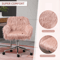 Swivel Faux Fur Office Chair In Pink Vanity Chair W Adjustable Height Wheels 1
